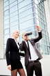 Photo: business people pointing binoculars business people pointing binoculars