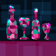 Abstract background with bottles, wine glass and space for text