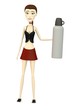 3d render of cartoon character with termo bottle