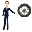 3d render of cartoon character with tire