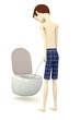 3d render of cartoon character on toilet