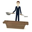 3d render of cartoon character with building tools