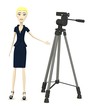 3d render of cartoon character with tripod stand