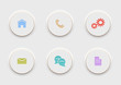 Six computer Icons on round white buttons