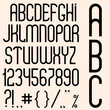Slim black font, numbers and punctuation marks