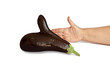 Thumbs up Self-advertising and advertising of eggplant with fing