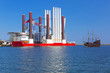 Shipyard in Gdynia with wind turbine installation vessel, Poland