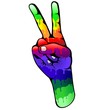 Hand Peace and Love Sign Rainbow Colors-Mano Segno Pace e Amore
