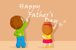 vector illustration of kids writting Happy Father's Day message
