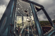 smashed cab window
