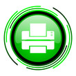 printer green circle glossy icon