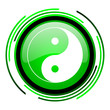 ying yang green circle glossy icon