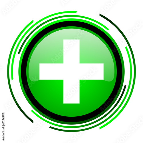 Illustration: emergency green circle glossy icon emergency green circle glossy icon