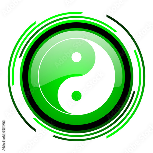 Illustration: ying yang green circle glossy icon ying yang green circle glossy icon