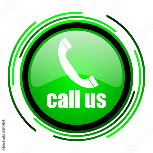 Illustration: call us green circle glossy icon call us green circle glossy icon