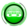 tram green circle glossy icon