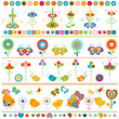 Vector: cute borders with colorful elements cute borders with colorful elements