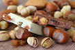 Milk and white chocolate with nuts and almonds