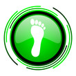 footprint green circle glossy icon