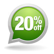 20 percent off green speech bubble