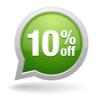 10 percent off green speech bubble