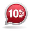 10 percent off red speech bubble