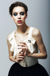 Luxury. Magnetism. Eccentric Fashion Model in Trendy Dress
