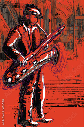  sax player (hand drawing converted into vector)