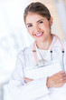 Female doctor holding a clipboard
