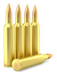 Ilustración: Large caliber rifle ammunition cartridges on white Large caliber rifle ammunition cartridges on white