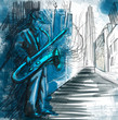 sax player (full sized hand drawing - original)