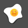 Cheerful fried egg illustration in kawaii style
