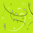 Green background with funny birds for your design
