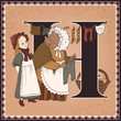 Fairy tale book alphabet. Letter H. Mrs. Tiggy-Winkle