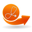 médical sur bouton web orange