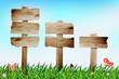 Vector: Wooden signboard with grass field, Vector illustration Wooden signboard with grass field, Vector illustration