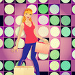 Blond woman with shopping bags