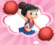 A cheerleader inside a cloud