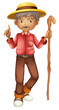 An old man holding a stick
