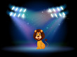 A friendly lion at the center of the stage