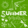 Summer in Handmade Style: Vector Elements and Sign