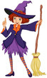 A witch holding a broom