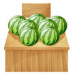 A watermelon stand with an empty wooden signboard