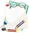 Vector: An empty paper with pencils and paper clips An empty paper with pencils and paper clips