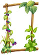 A frame made of wood with vine plants