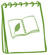 A green doodle notebook