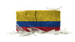 Brick with broken glass, violence concept