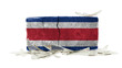 Brick with broken glass, violence concept