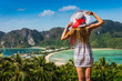 Foto: The girl at the resort in a dress on the background of the bays The girl at the resort in a dress on the background of the bays