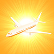 Vector: Plane on sun background Plane on sun background